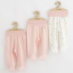 Set 3 piese, New Baby, Classic II, Include 3 perechi de pantalonasi cu botosei, Marime 62, Din bumbac 100%, Pink