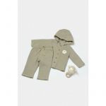 Set bluza cu gluga si pantaloni, Winter muselin, 100% bumbac - Verde, BabyCosy (Marime: 12-18 Luni)