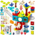 Set de construit XXL, 107 piese, Blocuri magnetice, autocolante, figurine, Ricokids, Dinozaur, RK-757