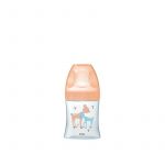 Biberon Dodie Sensation+, STICLĂ, 150 ml, 0-6 luni, debit 1, Anti-colici, tetină plată, BEJ, CĂPRIOARĂ