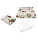 Lenjerie patut cu 3 piese, MimiNu, Cu cearceaf 120x60 cm, Din bumbac certificat Oeko Tex Standard 100, Cu pilota si husa pilota, 135x100 cm, Design, Teddy Bear On Moon