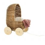Carucior retro din rachita pentru papusi, Egmont Toys