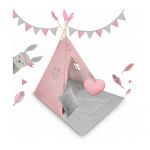 Cort de joaca pentru copii cu ghirlanda si 2 pernite Nukido 116 x 116 x 165 cm - Roz