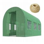 Solar de gradina, tip tunel 6mp, 300 cm x 200 cm x 200 cm, folie PE 140g/m² cu filtru UV4, 6 ferestre, snur 100 m, Plonos, Verde