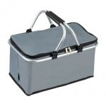Cos termic pliant pentru picnic, cumparaturi, plaja, cadru aluminie, material impermeabil, termoizolant, sarcina 15 kg, capacitate 25 L, 2 manere, Multistore, Gri