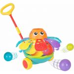 Jucarie de impins, Playgro, Cu 3 bile colorate, Cu maner detasabil, 6 luni+, Push Along Ball Popping Octopus