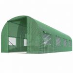Solar de gradina, tip tunel, 9mp, 450 cm x 200 cm x 200 cm, folie PE 140g/m² cu filtru UV4, 6 ferestre, snur 100 m, Plonos, Verde