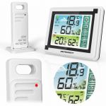Stație meteo cu higrometru, senzor temperatura exterior, afișaj LCD color, Berdsen, BD-900 Alb