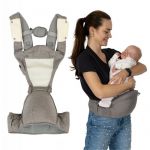Marsupiu ergonomic cu scaunel, Ecotoys, 0-35 luni, Sarcina maxima 15 kg, Gri