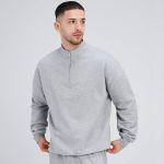 Bluză cu fermoar 1/4 MP Rest Day pentru bărbați - Storm Marl - XXXL