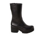 Ghete dama negre lungi din piele naturala cu capse decorative