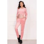 Trening din catifea roz Corina cu paiete aplicate By InPuff
