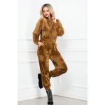 Trening trendy maron din catifea pufoasa