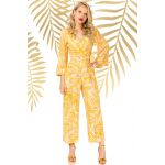 Salopeta Pretty Girl galbena lejera cu imprimeu tropical