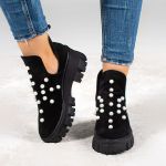 Ghete de primavara Pearls cu decupaj din piele intoarsa
