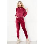 Trening bordo din catifea Priscilla cu banda in jurul gatului