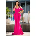 Rochie de seara Demetria tip sirena fucsia cu fronseuri