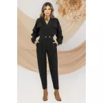 Salopeta smart casual Pretty Girl neagra cu pantalon conic