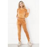 Trening Luna camel din catifea cu banda in jurul gatului si decolteu By InPuff