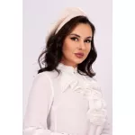 Bereta Paris ecru din tricot cu pietre decorative