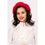 Bereta rosie Paris din tricot premium cu pietre decorative
