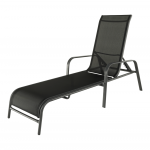 Sezlong de gradina reglabil, negru/gri, ATREO
