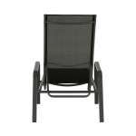 Sezlong de gradina reglabil, negru/gri, ATREO