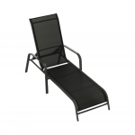 Sezlong de gradina reglabil, negru/gri, ATREO