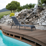 Sezlong de gradina reglabil, negru/gri, ATREO