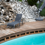 Sezlong de gradina reglabil, negru/gri, ATREO