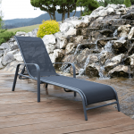 Sezlong de gradina reglabil, negru/gri, ATREO