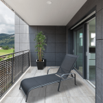 Sezlong de gradina reglabil, negru/gri, ATREO