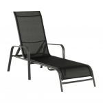 Sezlong de gradina reglabil, negru/gri, ATREO