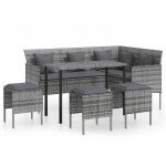 Set canapele de gradina forma L cu perne 5 piese maro poliratan