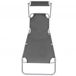 Sezlong pliabil cu protectie solara 189 x 58 x 27 cm