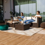 Set gradina 2 piese din ratan, maro inchis/crem, ALERA