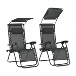 Set de 2 scaune reglabile de gradina, gri, KASPIAN