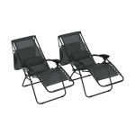 Set de 2 scaune reglabile de gradina, gri, KASPIAN