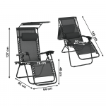 Set de 2 scaune reglabile de gradina, gri, KASPIAN
