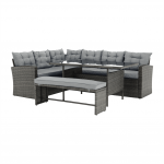 Set de gradina din 3 piese, rattan, gri, AUREK