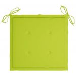 Scaune gradina stivuibile cu perne, 4 buc, lemn masiv tec, verde