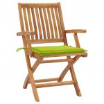Scaune gradina stivuibile cu perne, 4 buc, lemn masiv tec, verde