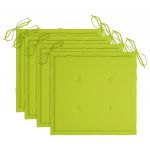 Scaune gradina stivuibile cu perne, 4 buc, lemn masiv tec, verde