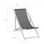 Scaune pliante de plaja, 2 buc., gri, aluminiu si textilena