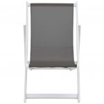 Scaune pliante de plaja, 2 buc., gri, aluminiu si textilena