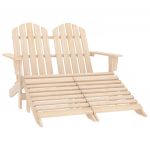 Scaun gradina Adirondack cu 2 locuri & otoman alb