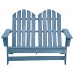 Scaun de gradina Adirondack cu 2 locuri albastru lemn de brad