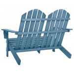 Scaun de gradina Adirondack cu 2 locuri albastru lemn de brad