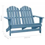 Scaun de gradina Adirondack cu 2 locuri albastru lemn de brad