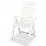 Scaune de gradina rabatabile, 4 buc., alb, plastic
